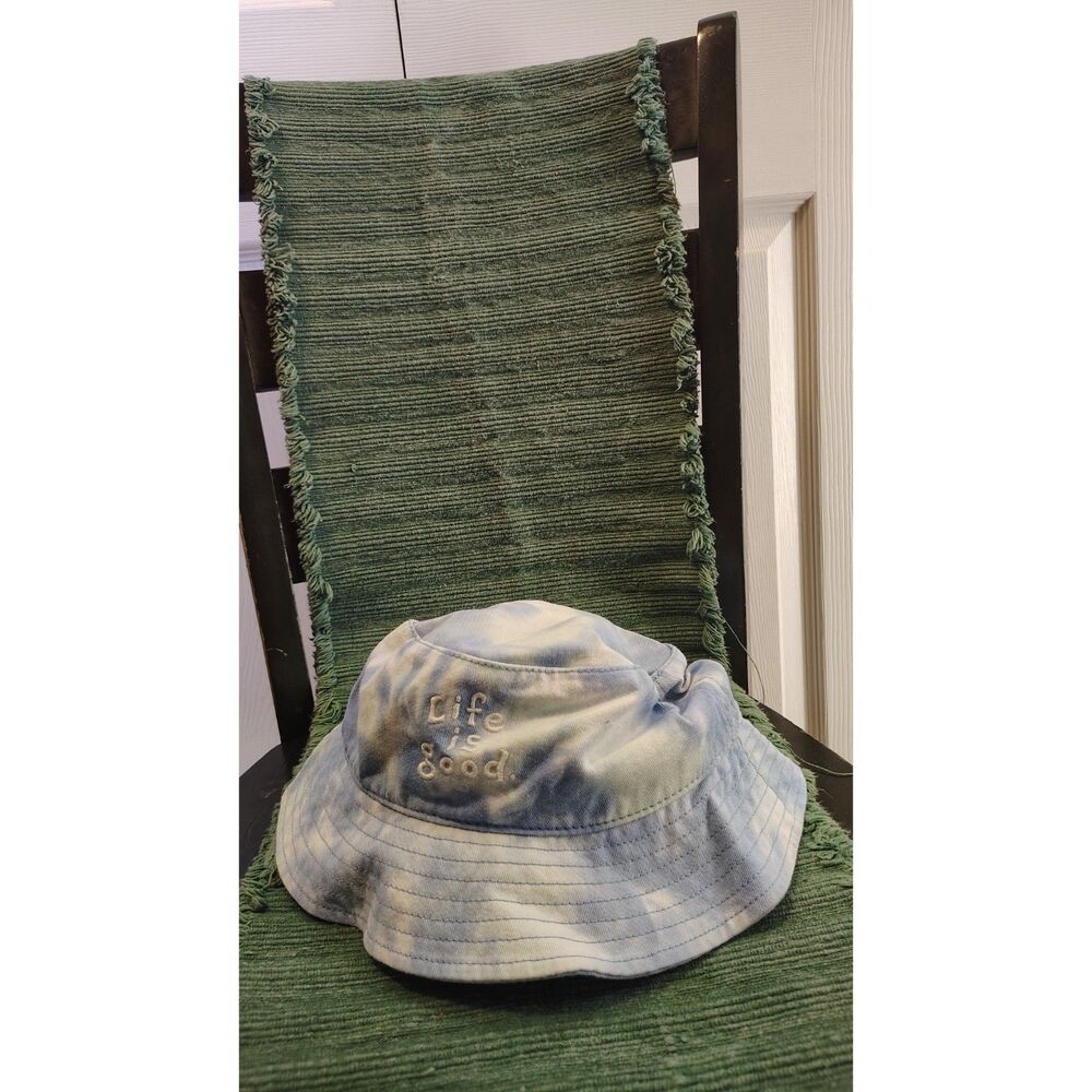 Life Is Good Blue Tie-Dye Embroidered Bucket Hat - One Size